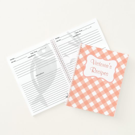ピンクパーソナライズされたレシピクックブックギフト ノートブック (内部)