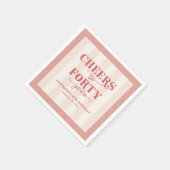 ピンクパーソナライズされたレッド40th誕生日ペーパーナプキン スタンダードカクテルナプキン (角)