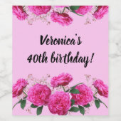 ピンクパーソナライズされたローズお祝い ワインラベル (シングルラベル)