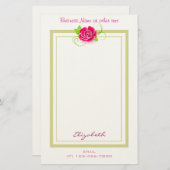 ピンクパーソナライズされたローズビジネス 便箋 (正面/裏面)