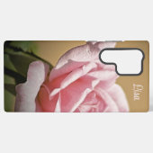 ピンクパーソナライズされたローズフラワーサムスンケース SAMSUNG GALAXYケース (裏面横)