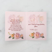 ピンクパーソナライズされたローズマザー誕生日ホリデイCa シーズンカード (内部)