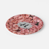 ピンクパーソナライズされたローズ紙プレート ペーパープレート (アングル)