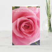 ピンクパーソナライズされたローズ結婚3周年 カード (正面)