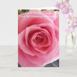 ピンクパーソナライズされたローズ結婚3周年 カード