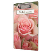 ピンクパーソナライズされたローズ開花 クリップボード (左)