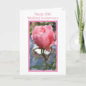 ピンクパーソナライズされたローズ30結婚周年 カード (正面)
