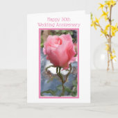 ピンクパーソナライズされたローズ30結婚周年 カード (黄色い花)