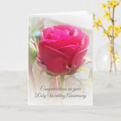 ピンクパーソナライズされたローズ40結婚周年 カード (黄色い花)