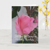 ピンクパーソナライズされたローズ65結婚周年 カード (黄色い花)