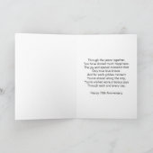 ピンクパーソナライズされたローズ70結婚周年 カード (内部)