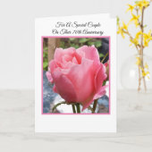 ピンクパーソナライズされたローズ70結婚周年 カード (黄色い花)