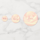 ピンクパーソナライズされたローズ90歳の誕生日 コンフェッティ (正面)