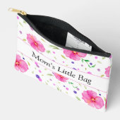 ピンクパーソナライズされたワイルドフラワーウォーターカラーポーチ アクセサリーポーチ (見開き)