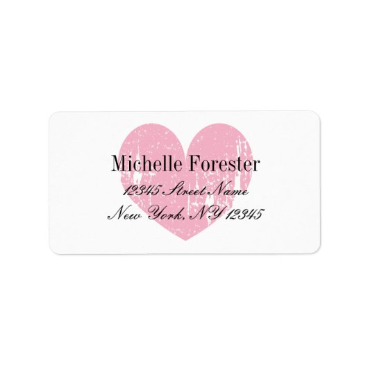 ピンクパーソナライズされたヴィンテージハート住所 シール (正面)