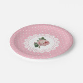 ピンクパーソナライズされたヴィンテージバラ紙プレート ペーパープレート (アングル)