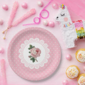 ピンクパーソナライズされたヴィンテージバラ紙プレート ペーパープレート (パーティー)