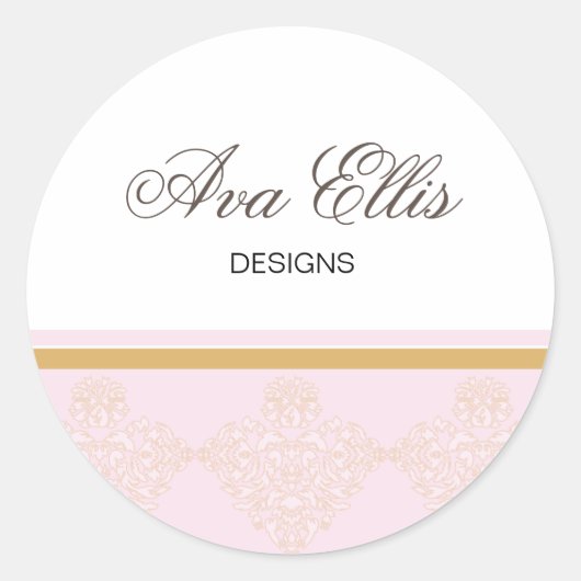 ピンクパーソナライズされた住所 シール/商品シール ラウンドシール (正面)