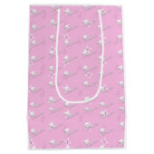 ピンクパーソナライズされた卒業高校 ミディアムペーパーバッグ (裏面)