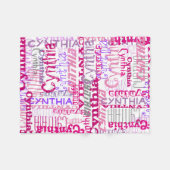 ピンクパーソナライズされた名前をカスタムするコラージガールズ フリースブランケット (正面(横))