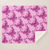ピンクパーソナライズされた名蝶の模様 シェルパブランケット (正面(横))
