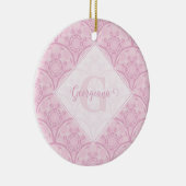 ピンクパーソナライズされた名門私立校風のマンダラアールデコ セラミックオーナメント (右)