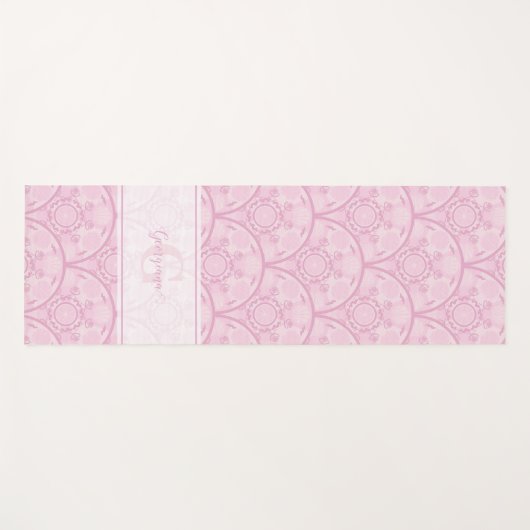 ピンクパーソナライズされた名門私立校風のマンダラアールデコ ヨガマット (正面(横))