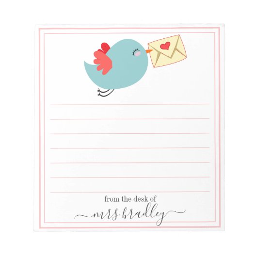 ピンクパーソナライズされた名 |メモ帳から ノートパッド (正面)