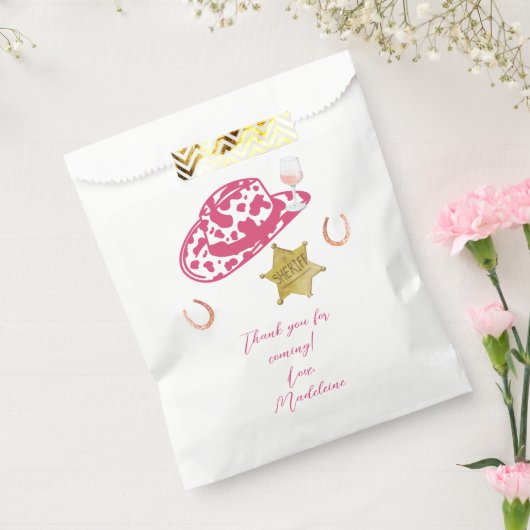 ピンクパーソナライズされた女性のカーボーイハットカントリーバチェロレッテ フェイバーバッグ (封をした状態)