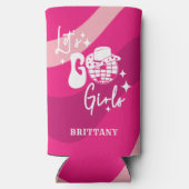 ピンクパーソナライズされた女性のカーボーイレッツゴーガールズ スリム缶クーラー (裏面)