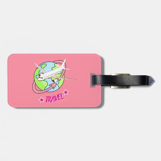ピンクパーソナライズされた旅行機荷物タグ ラゲッジタグ (裏面横)