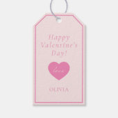 ピンクパーソナライズされた枠のバレンタインデー ギフトタグ (正面)