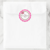 ピンクパーソナライズされた水玉模様とホタテ ラウンドシール (バッグ)