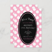 ピンクパーソナライズされた水玉模様パーティの招待状 招待状 (正面/裏面)