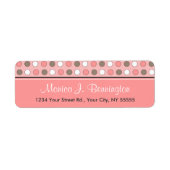 ピンクパーソナライズされた水玉模様住所 シール (正面)