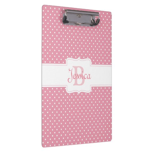 ピンクパーソナライズされた水玉模様 クリップボード (右)