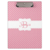 ピンクパーソナライズされた水玉模様 クリップボード (正面)