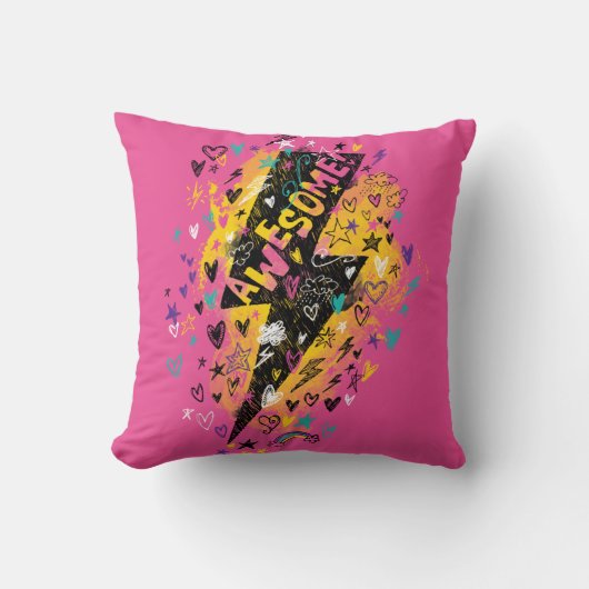 ピンクパーソナライズされた稲妻ボルト – ドードルアート クッション (正面)