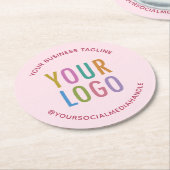 ピンクパーソナライズされた紙コースターカスタムロゴバルク ラウンドペーパーコースター (アングル)