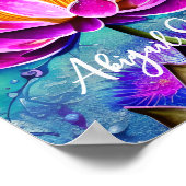 ピンクパーソナライズされた素晴らしス蓮の花ポートレート ポスター (角)