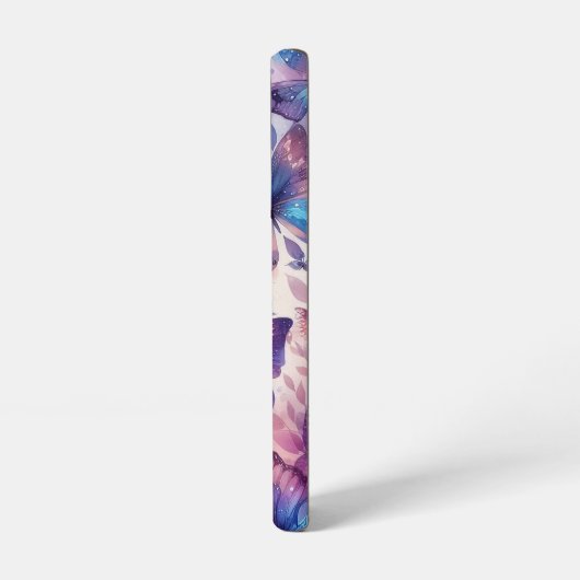 ピンクパーソナライズされた紫色の水彩蝶 SAMSUNG GALAXYケース (左側面)