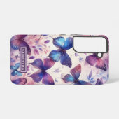 ピンクパーソナライズされた紫色の水彩蝶 SAMSUNG GALAXYケース (裏面横)