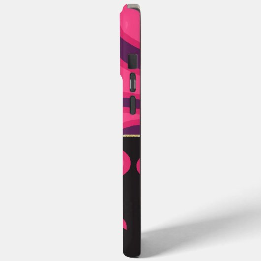 ピンクパーソナライズされた紫色の黒いダマスク模様 Case-Mate iPhoneケース (裏面 / 左)