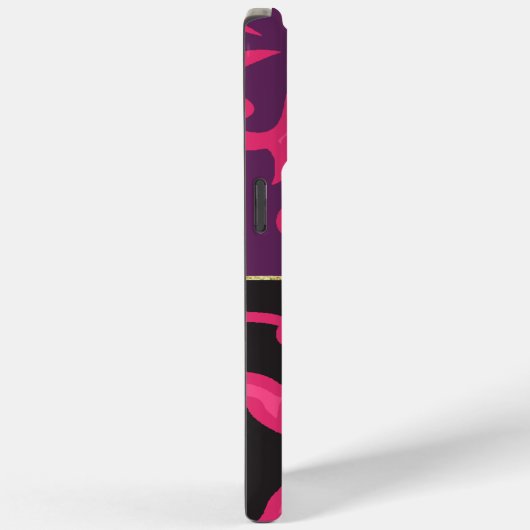 ピンクパーソナライズされた紫色の黒いダマスク模様 Case-Mate iPhoneケース (裏面 / 右)