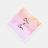 ピンクパーソナライズされた結婚のナプキン スタンダードランチョンナプキン (角)