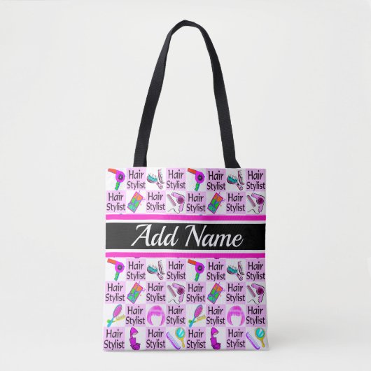 ピンクパーソナライズされた美容師及び美容師 トートバッグ (正面)