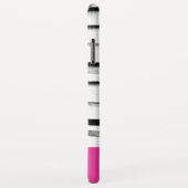 ピンクパーソナライズされた色と水色の黒ストライプ色 Case-Mate iPhoneケース (裏面/右)