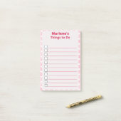 ピンクパーソナライズされた色のハート ポストイット (デスク上)