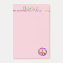 ピンクパーソナライズされた色の名前で平和サイン