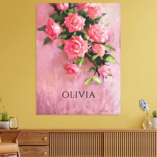 ピンクパーソナライズされた色の夢 キャンバスプリント (インサイチュ (リビング))